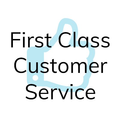 Text that says First Class Customer Service